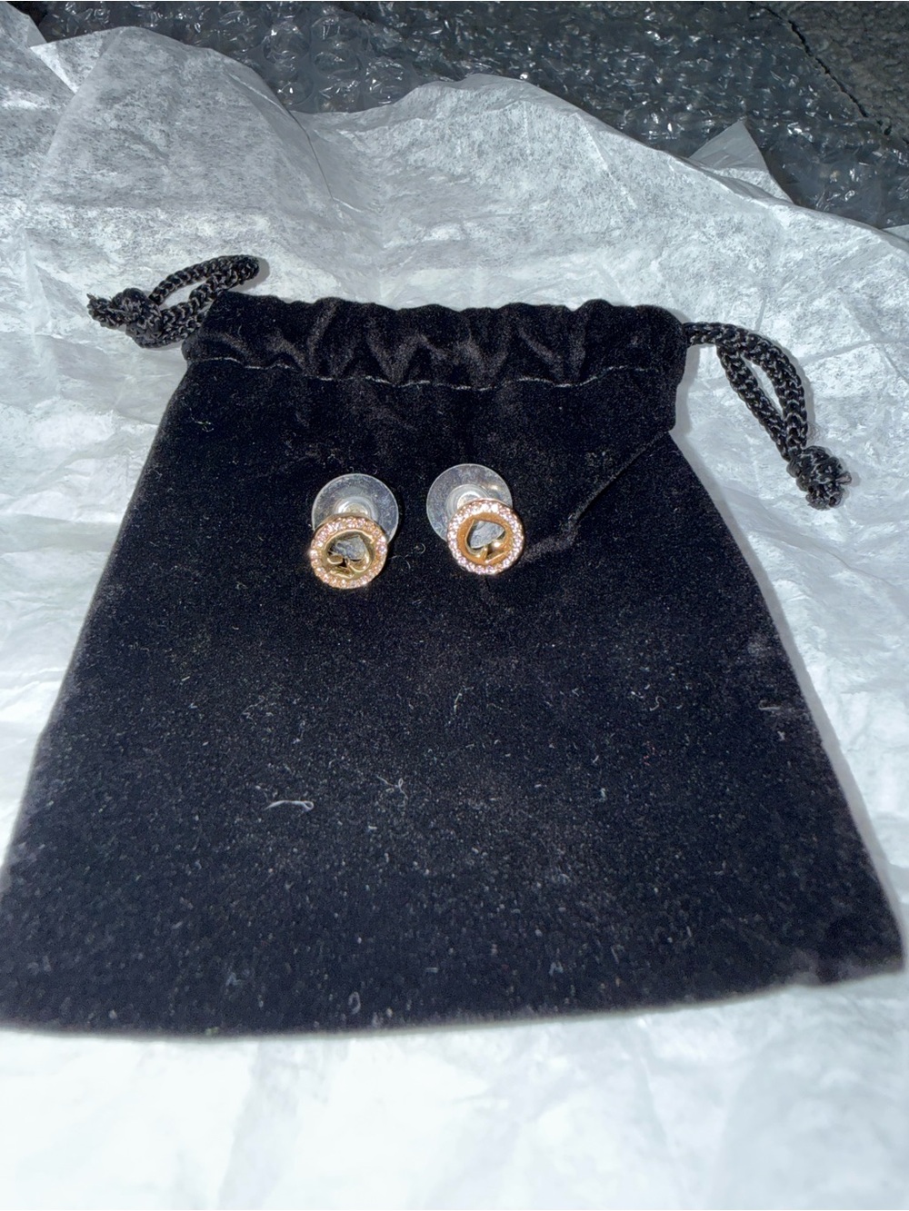 Kate Spade Gold Spade Crystal Stud Earrings